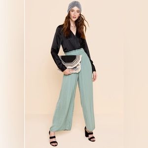 Green wide leg pants